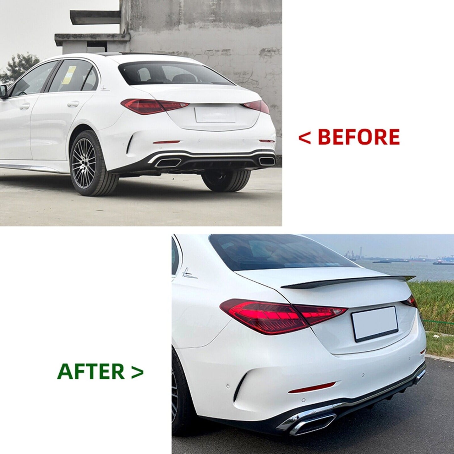 Black Rear Trunk Spoiler Wing Kit For Benz C-Class W206 C200 C260 C300 2021-2022