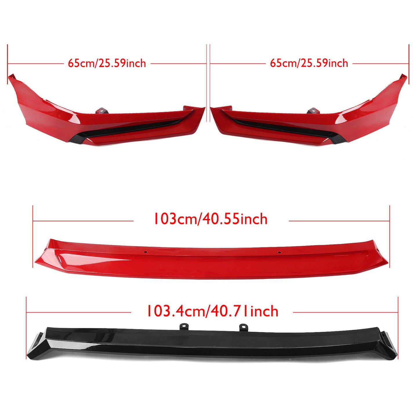 Car Front Bumper Spoiler Lip Side Cover Red For Honda Civic 11th 2022-2024 YOFER