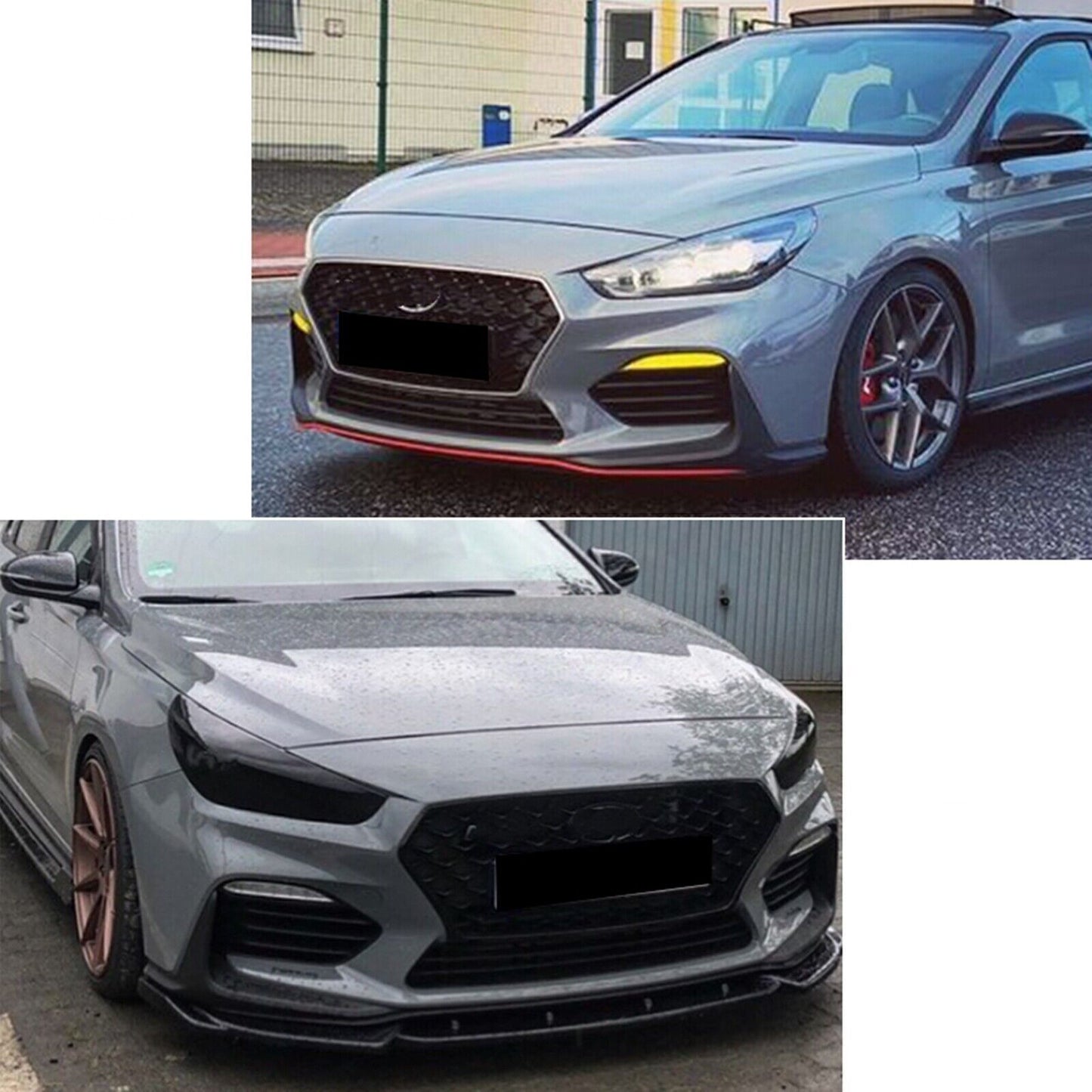 Front Bumper Spoiler Lip Set For Hyundai I30N MK3 Hatchback 2017-19 Gloss Black