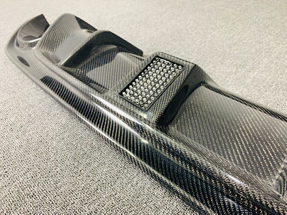 Car Rear Bumper Diffuser Lip W/LED For Infiniti Q50 2014-2017 Carbon Fiber Black