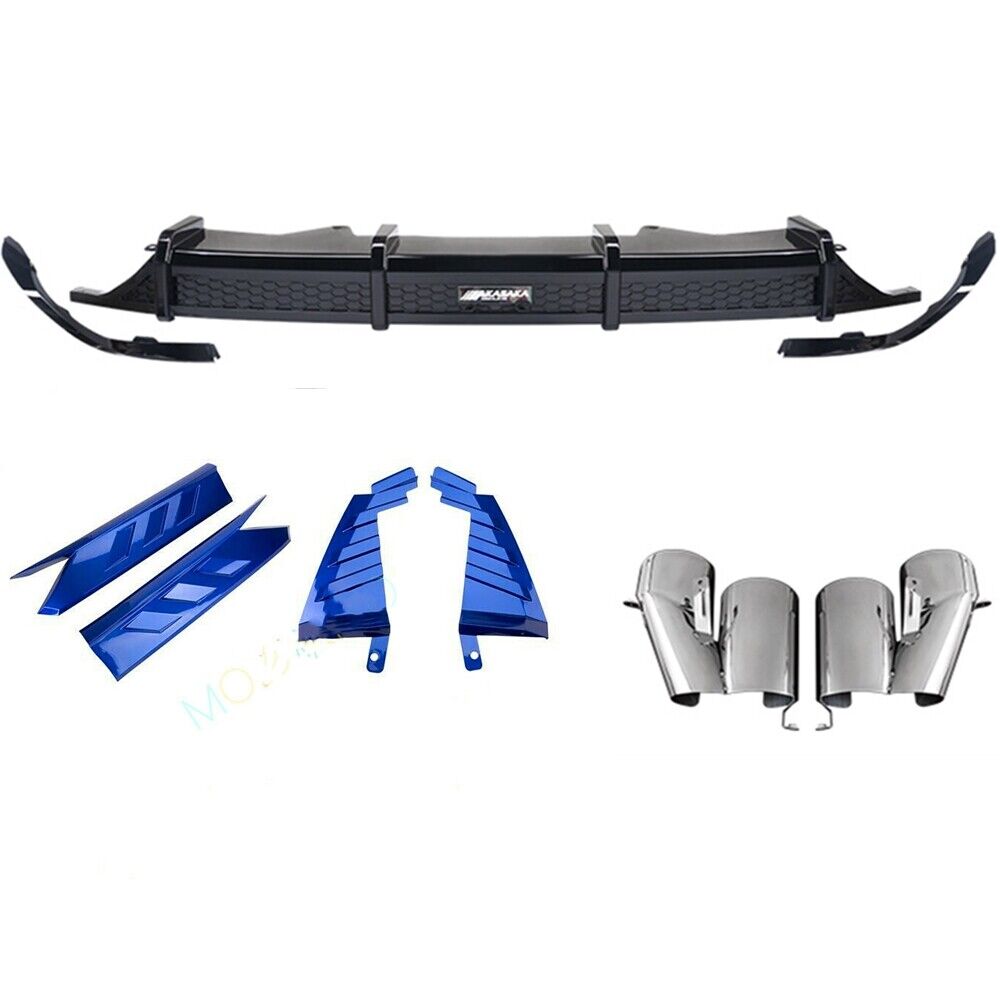 1Set Rear Diffuser+Exhaust Pipe+Blue Side Cover Trim Lip For Honda Accord 18-21
