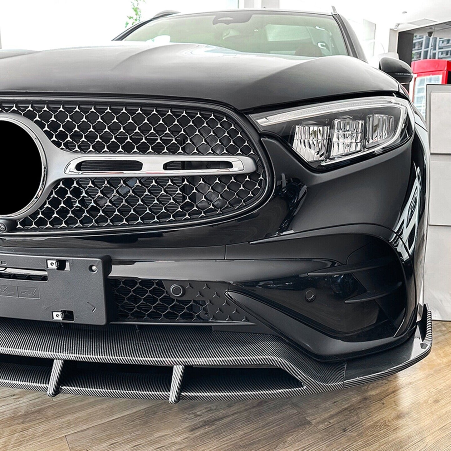 Front Bumper Spoiler Lip For Benz GLC Class X254 2023-UP GLC260 AMG Carbon Look