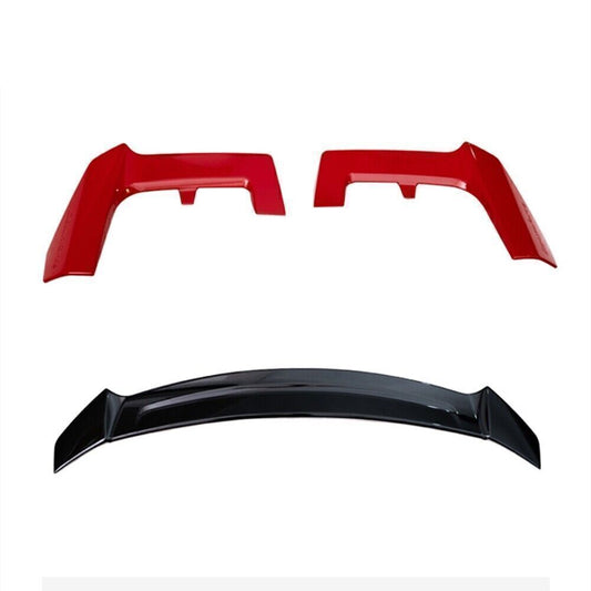 1 Set Rear Roof Spoiler+Wing Lip Cover For Honda Civic Hatchback 2020-2021 RED