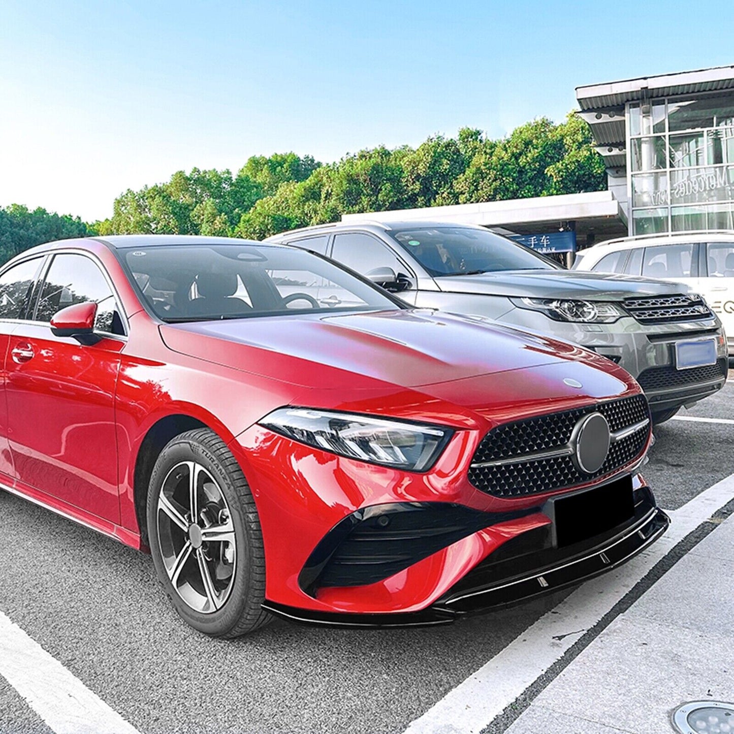 Front Bumper Spoiler Lip For Benz A Class W177 A180 A200 A35 AMG 2023 Onwards Black