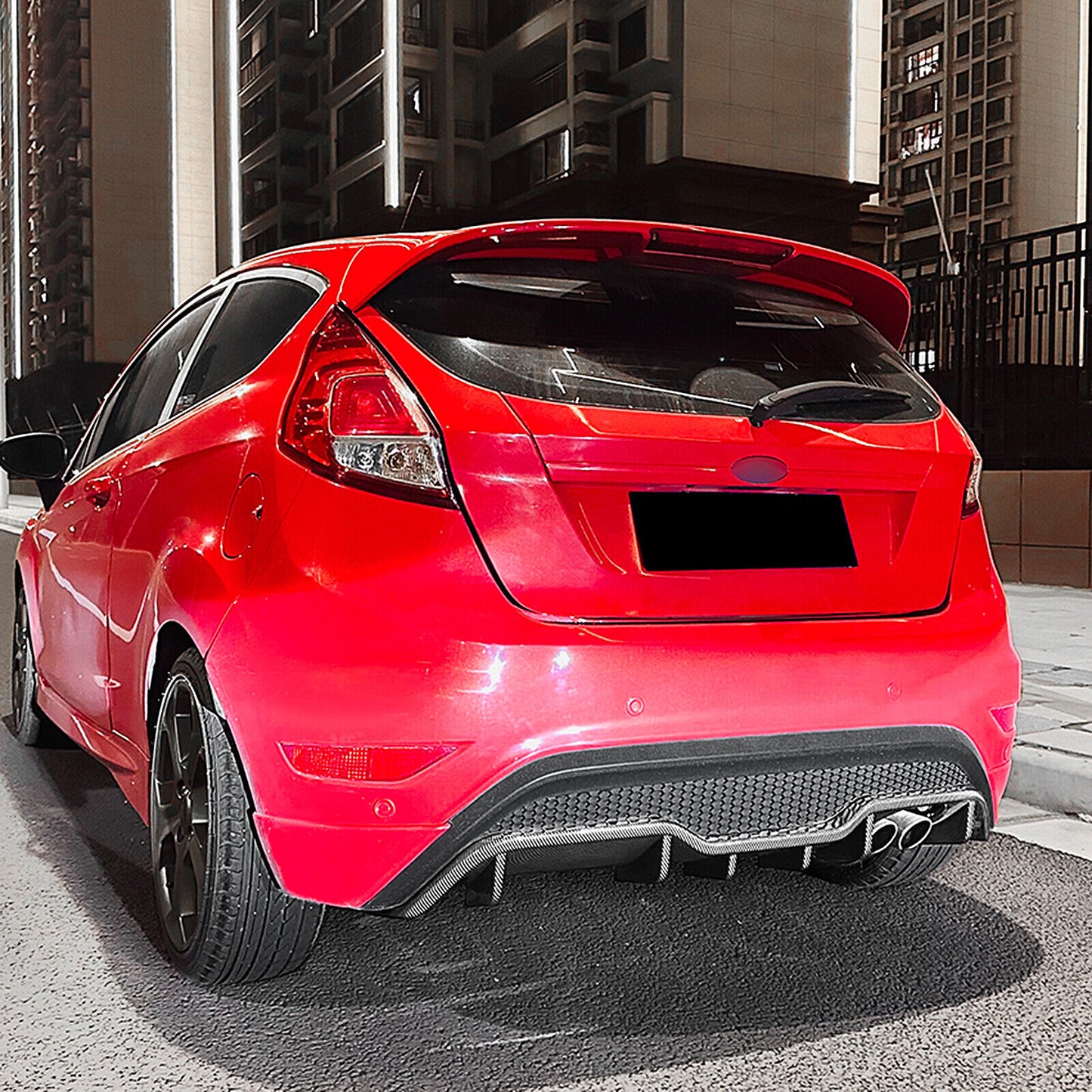 Car Rear Bumper Diffuser Lip For Ford Fiesta ST MK6 2012-2017 Carbon Fiber Look