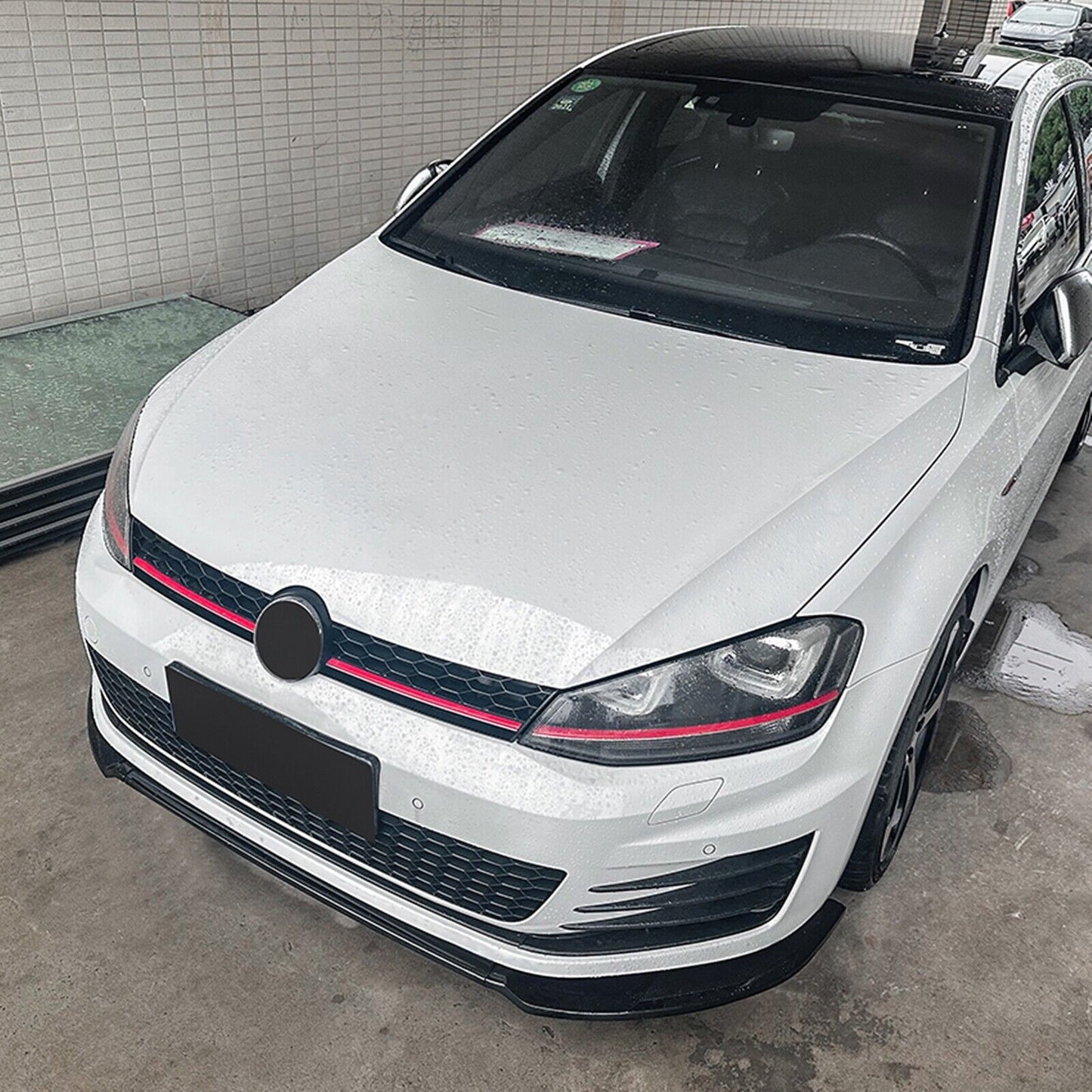 Front Bumper Spoiler Lip For VW Golf 7 MK7 GTI R Rline 2013-16 Carbon Fiber Look