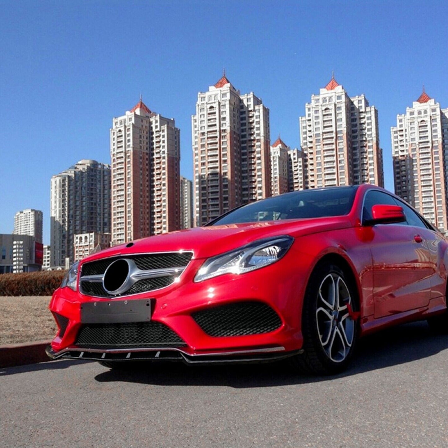 3Pcs Front Bumper Spoiler Lip For Benz E Class Coupe C207 2013-2016 AMG Black