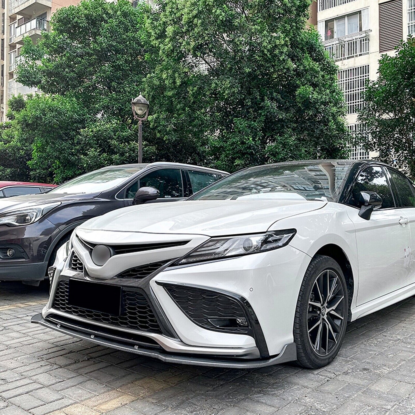 1Set Front Bumper Spoiler Lip Kit For Toyota Camry XV70 Sport 2021-2023 Carbon Fiber