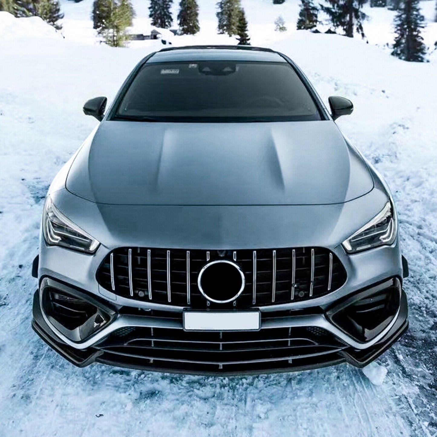 Gloss Black Front Bumper Spoiler Lip Kit For Benz CLA C118 CLA45 AMG 2019-2023