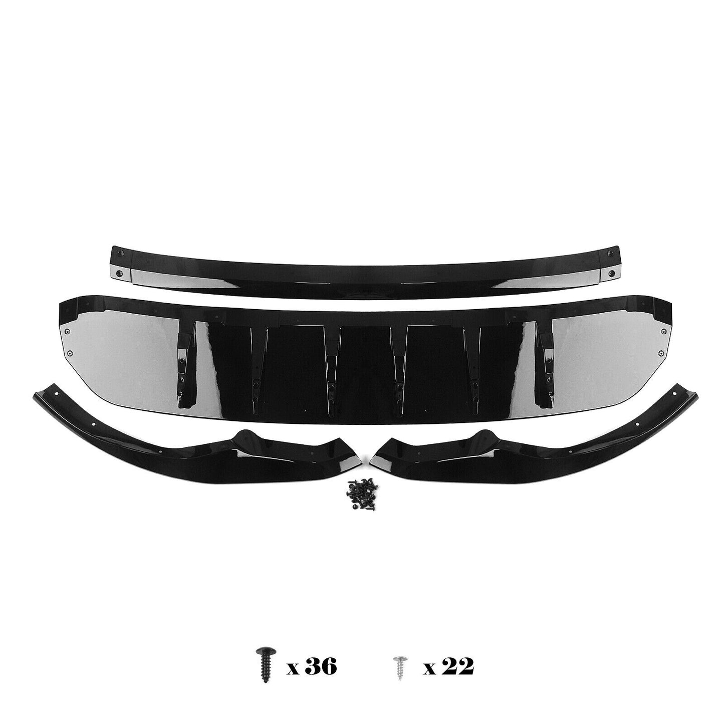 4Pc Front Bumper Lower Spoiler Lip Splitter For Audi Q8 2019-2023 Glossy Black