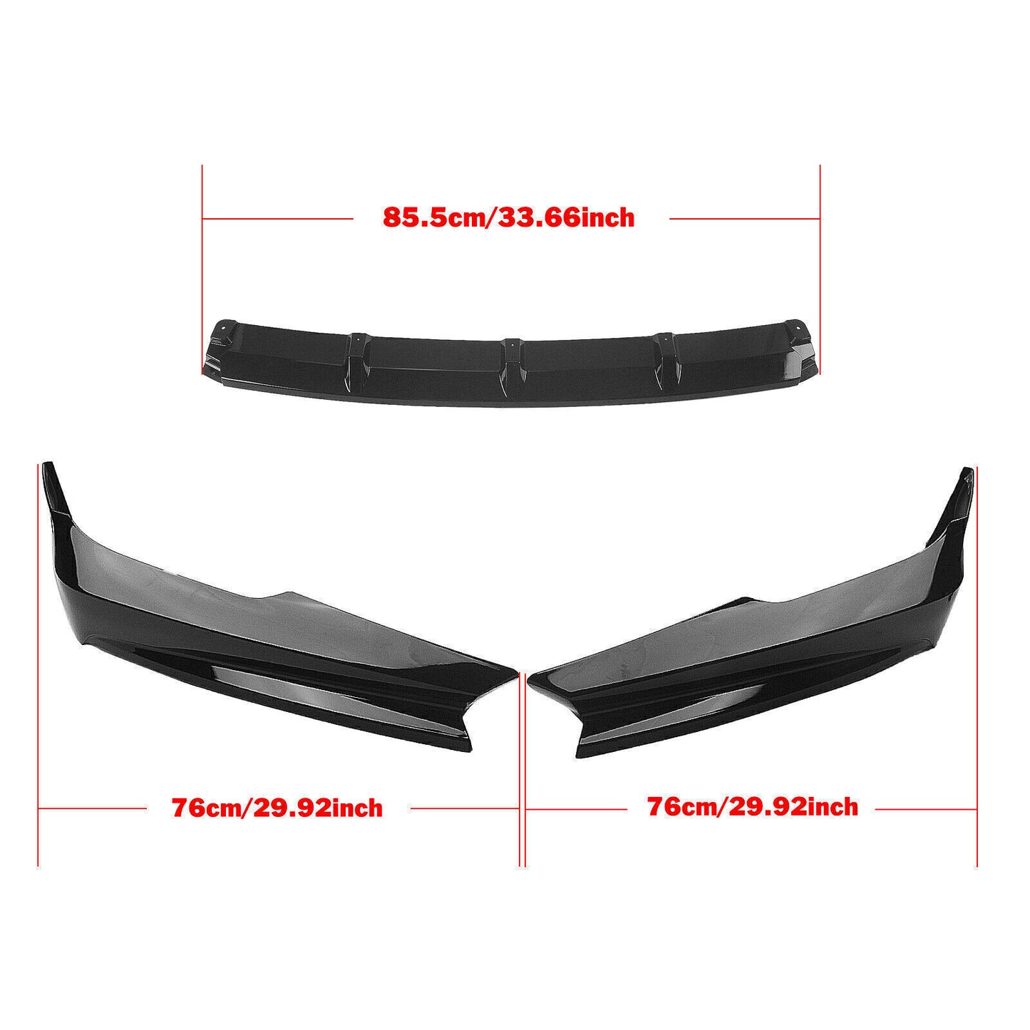 3Pcs Front Bumper Spoiler Lip Side Cover For Honda Accord 2021-22 AKASAKA Black