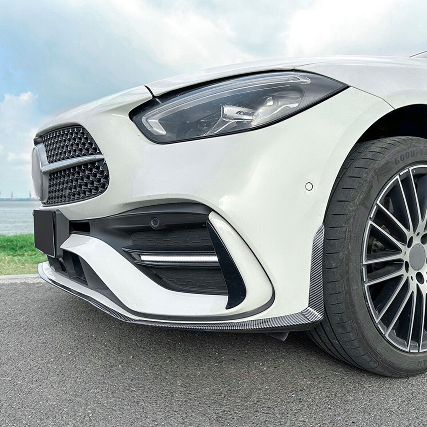 Front Bumper Spoiler Lip For Benz C Class W206 S206 C200 C260 C43 AMG 2022-2024
