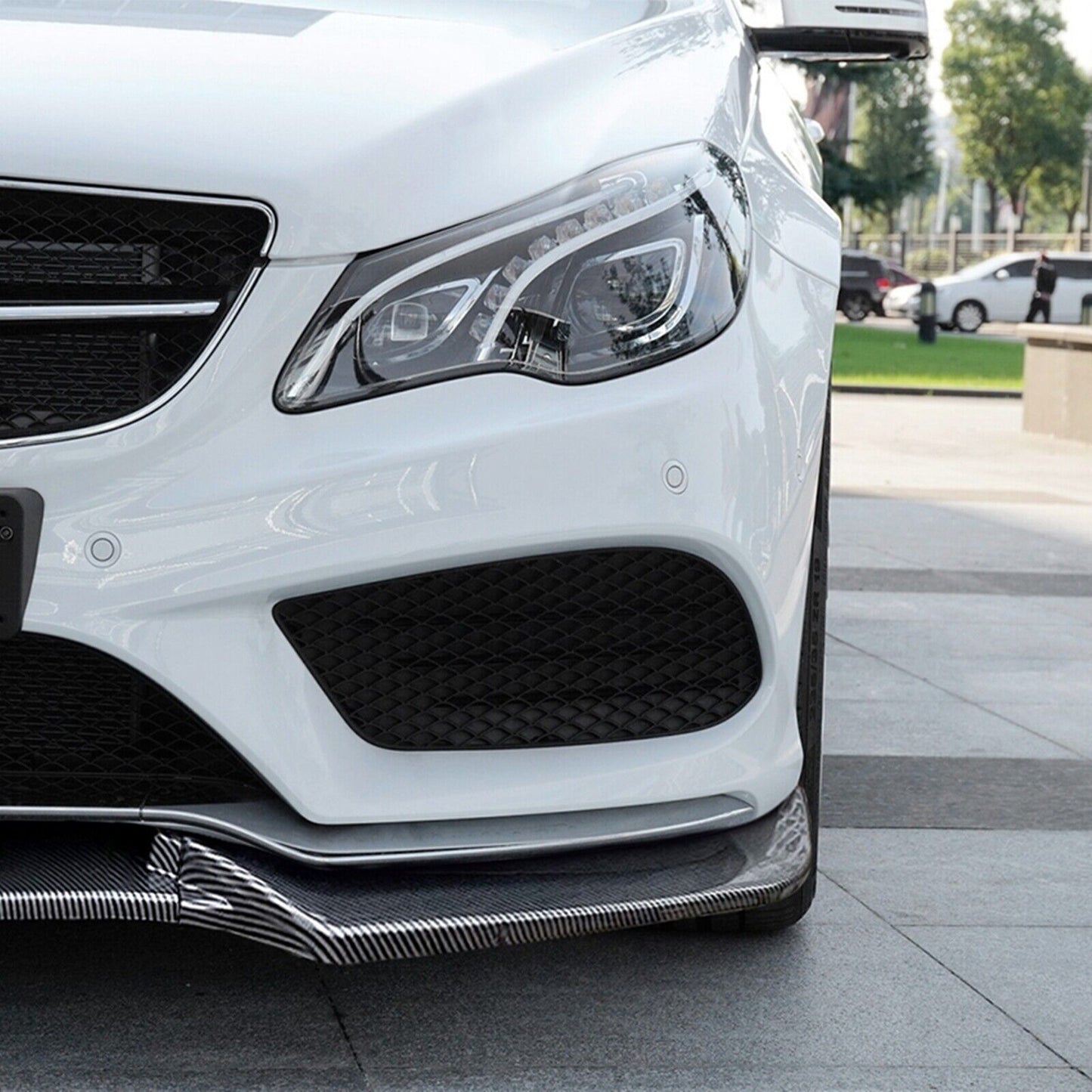Front Bumper Spoiler Lip Kit For Benz E Class Coupe C207 2013-2016 AMG Carbon Fiber