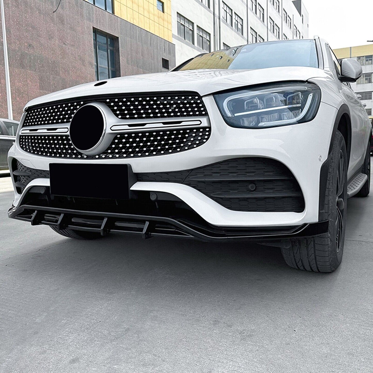 Front Bumper Spoiler Lip For Benz GLC Class X253 GLC200 300 2020-2022 AMG Black