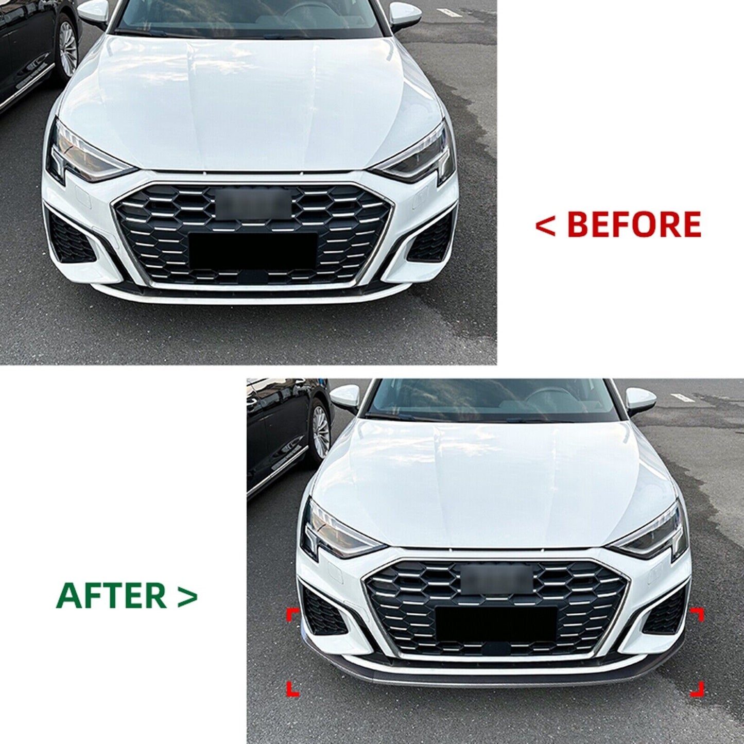 Gloss Black Car Front Bumper Spoiler Lip Splitter Kit For Audi A3 8Y S3 2021-UP