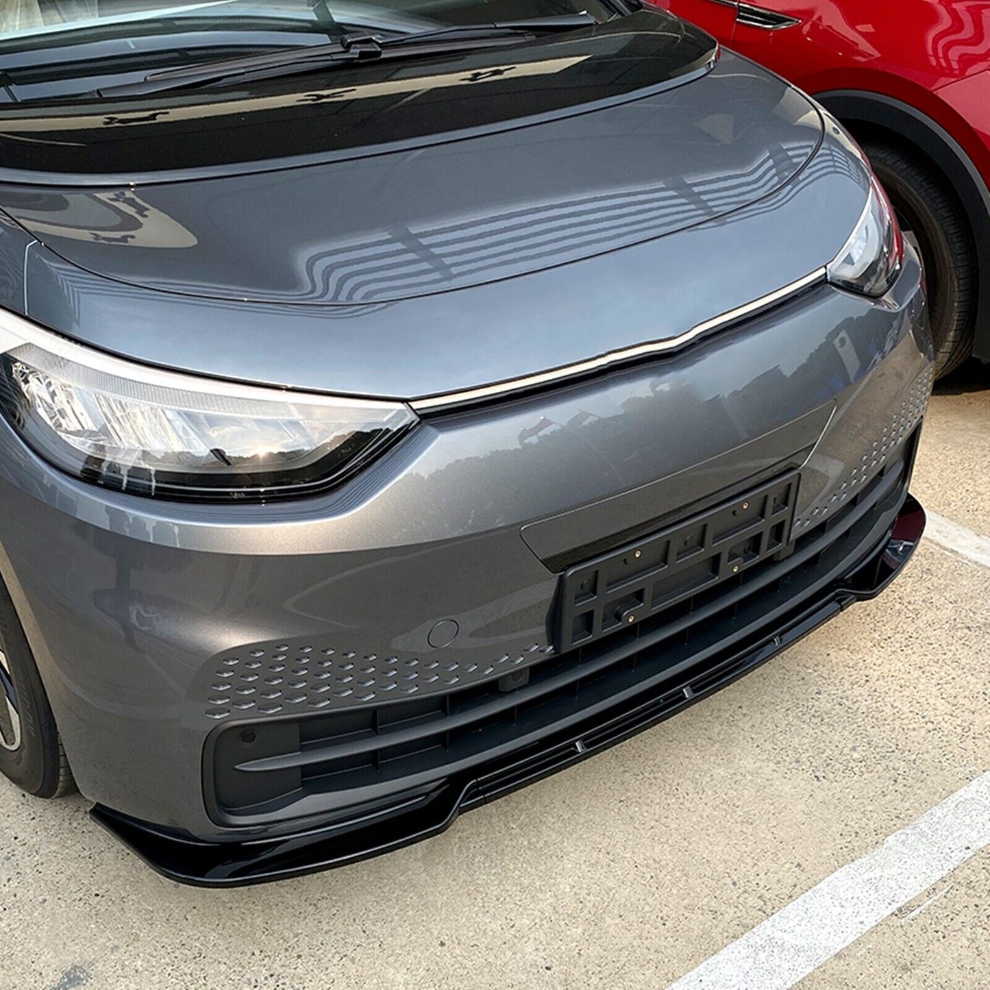Gloss Black Front Bumper Spoiler Splitter Lip Kit For Volkswagen ID.3 2019-2022