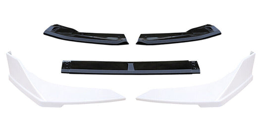 1 Set Black Front Bumper Spoiler Kit White Cover For Honda Civic 2019-2020 Sedan