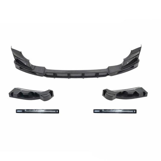 1Set Front Bumper Spoiler Lip With Light For Land Rover Defender 2020-2024 Black