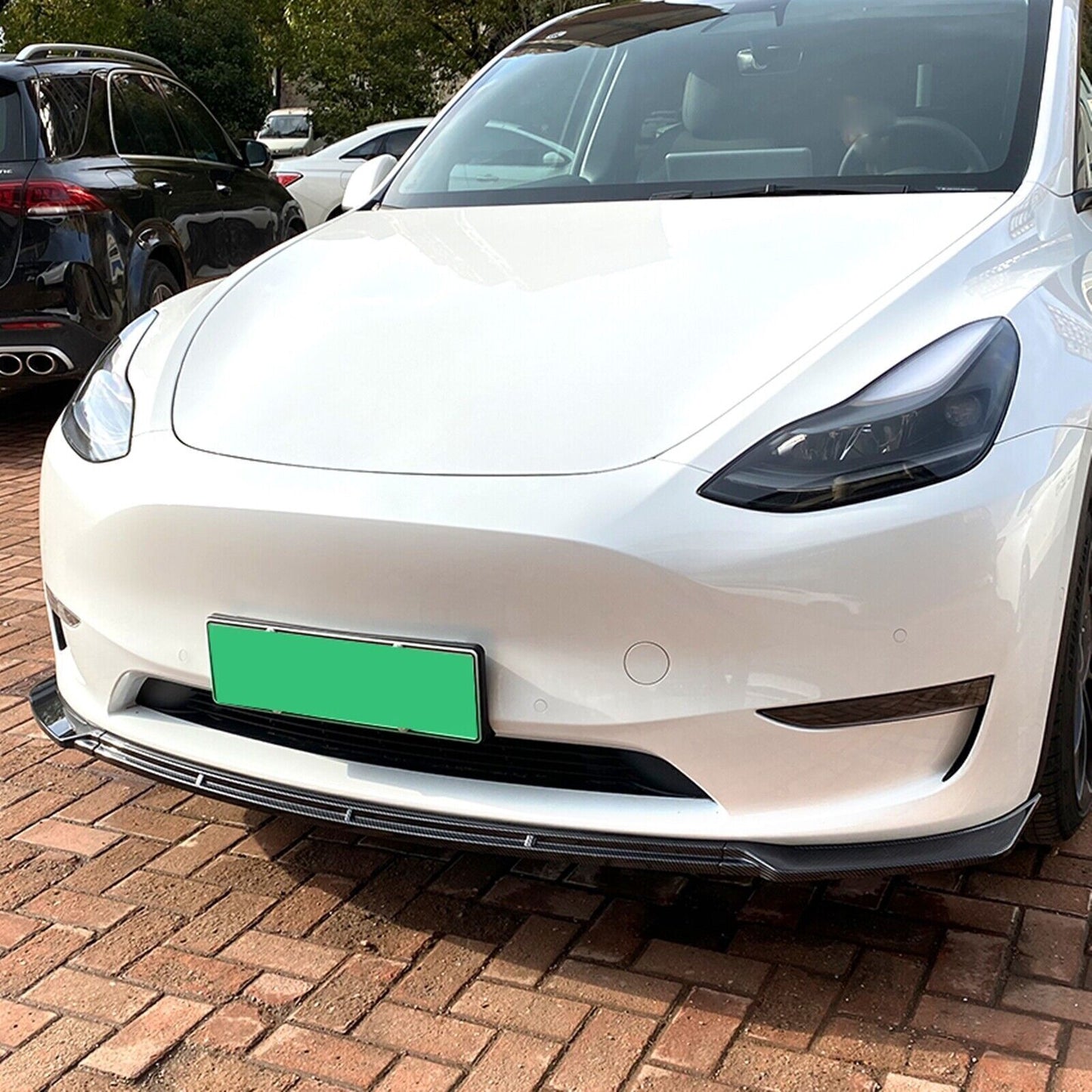 Car Front Bumper Spoiler Splitter Lip For Tesla Model Y 2020 2021-2023 Carbon Fiber