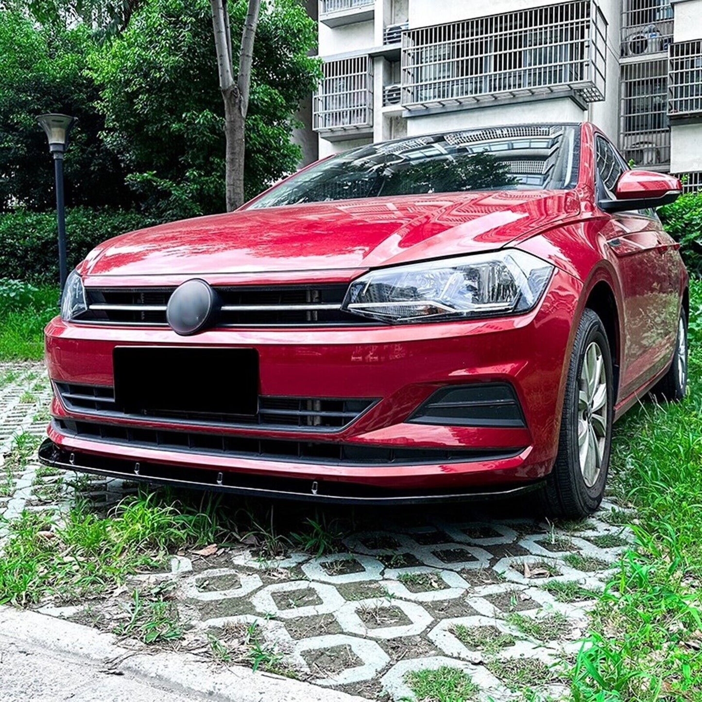 Front Bumper Spoiler Lip For Volkswagen VW Polo MK6 GTI 5Dr Hatchback 19-22 BLK
