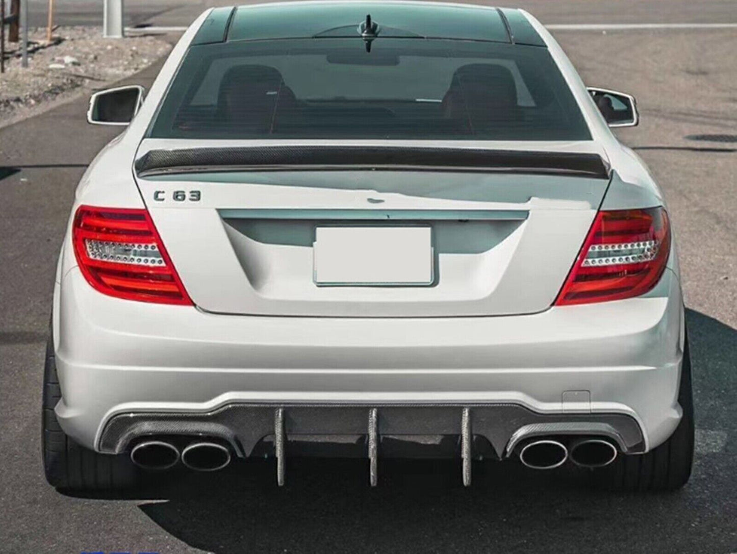 Black Rear Bumper Diffuser For Benz C63 W204 AMG 2012 2013-2014 Carbon Fiber