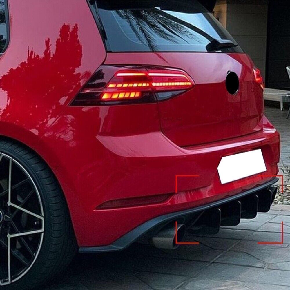 1Pc Black Car Rear Diffuser Lip Side Splitter Wing For Volkswagen Golf MK7.5 GTI