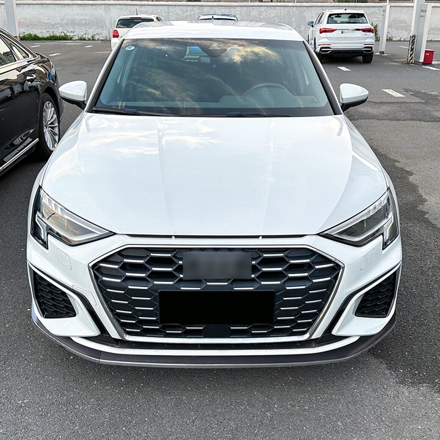 Carbon Fiber Look Front Bumper Spoiler Lip Splitter For Audi A3 8Y S3 2021-UP