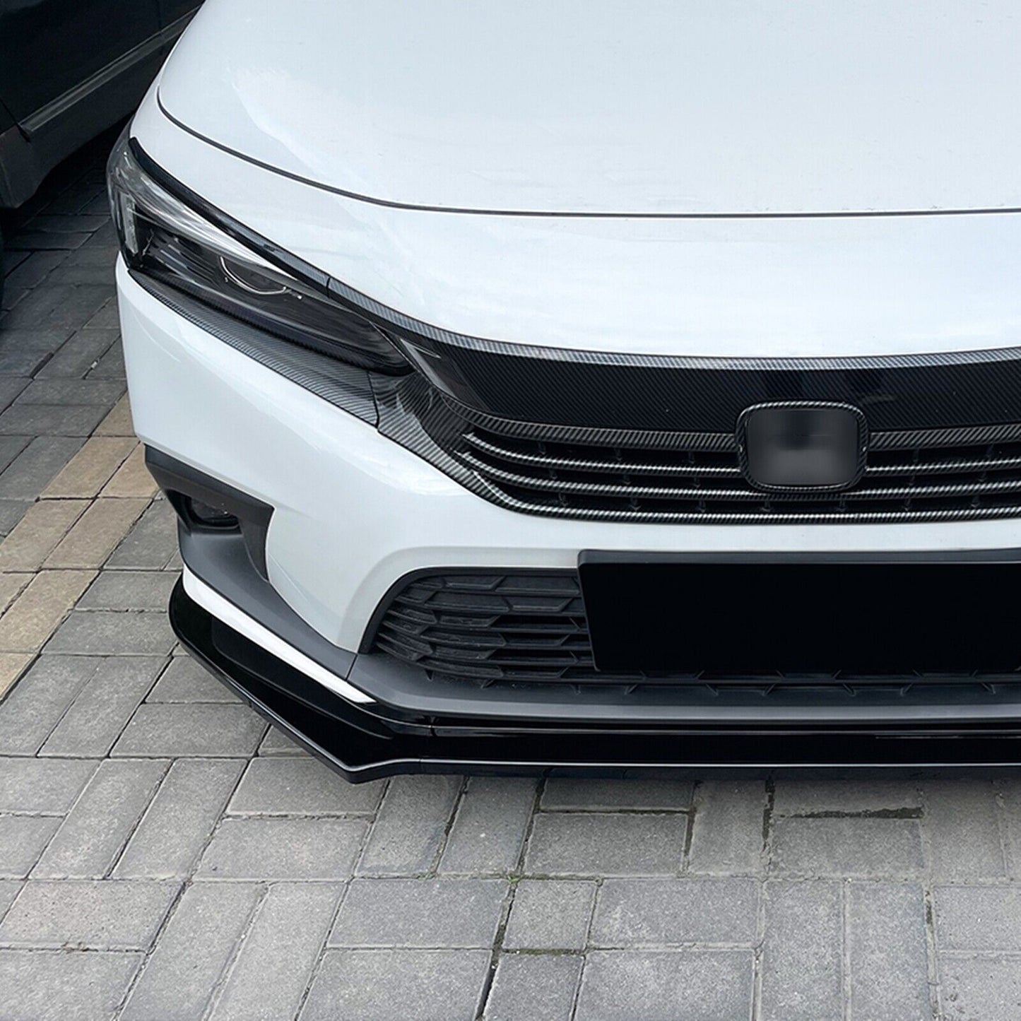 3Pcs Front Bumper Spoiler Lip For Honda Civic 11th All Models 2021-2024 Black