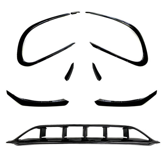Black Front Bumper Spoiler Air Vent Trim Set For Benz CLA C117 CLA200 2016-2019