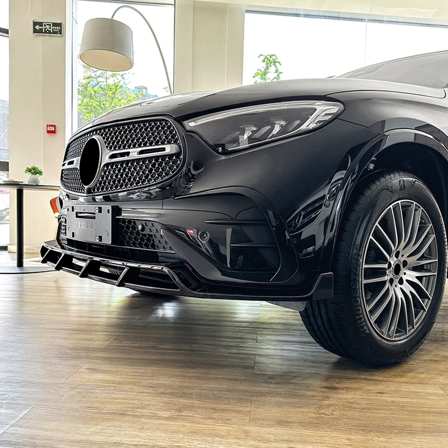 Front Bumper Spoiler Lip For Mercedes GLC Class X254 2023+ GLC260 300 AMG Black