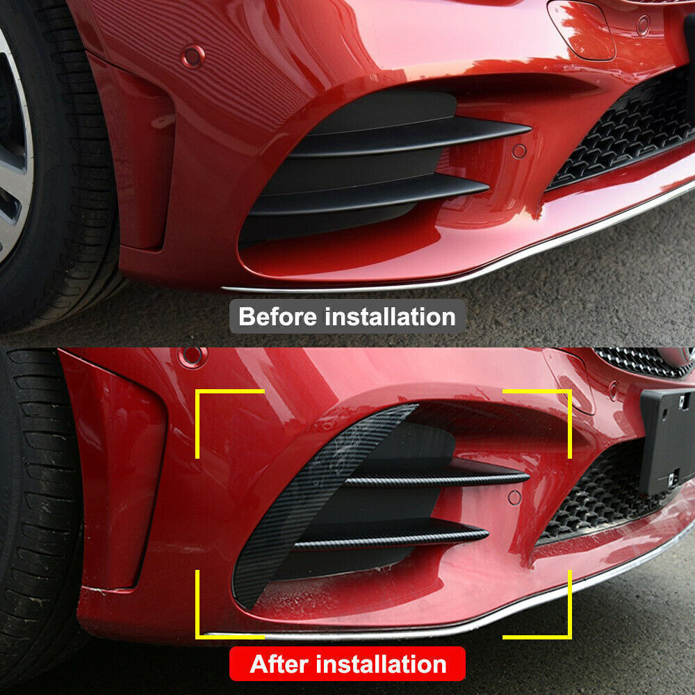 6Pcs Front Air Intake Vent Spoiler Trim For Benz C Series 19-21 Carbon Fiber