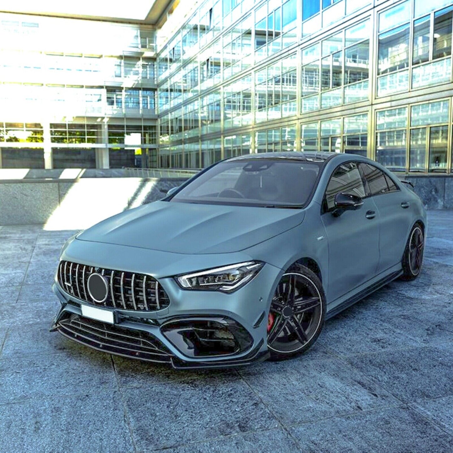 Gloss Black Front Bumper Spoiler Lip Kit For Benz CLA C118 CLA45 AMG 2019-2023