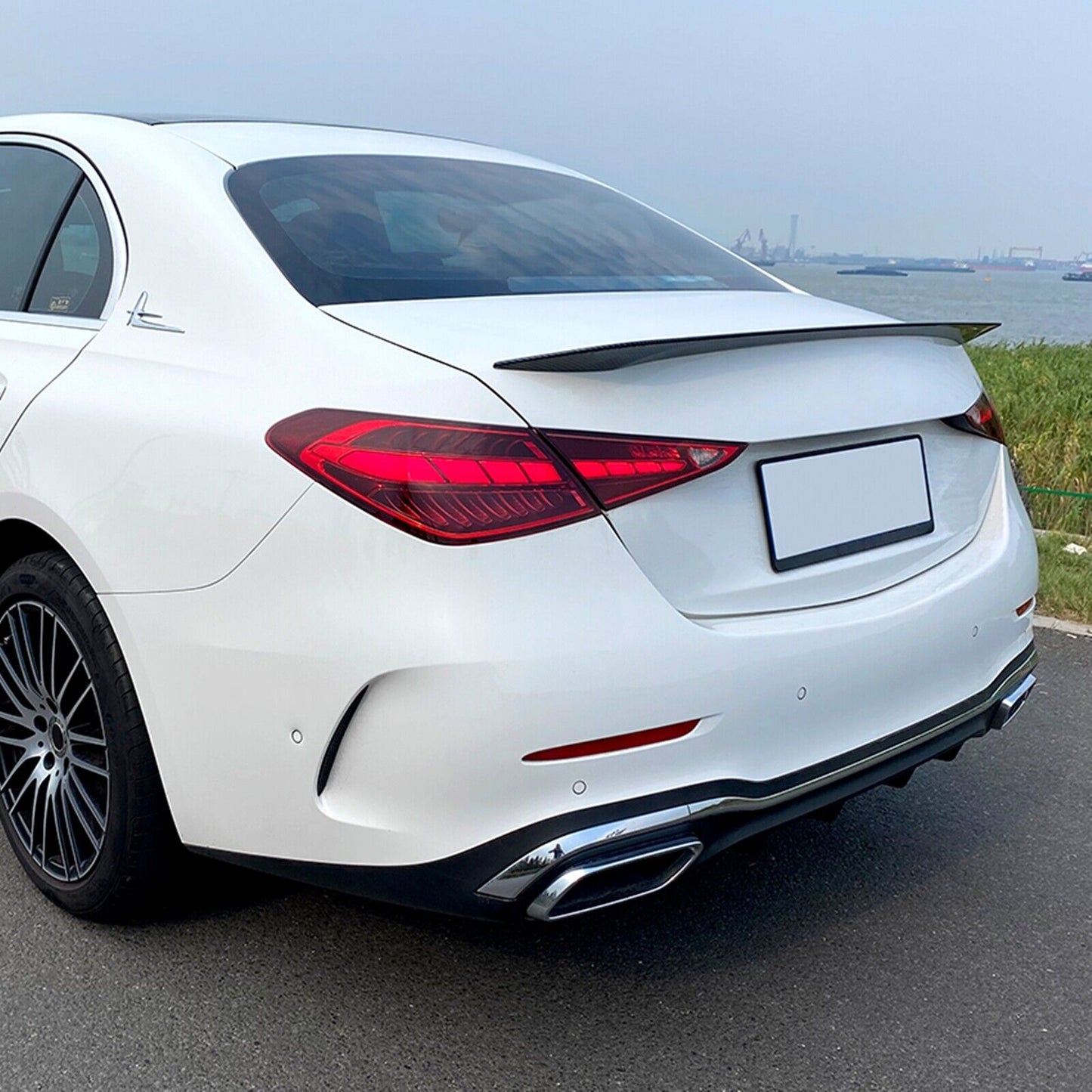 Rear Trunk Spoiler Lip Wing For Benz C-Class W206 C260 C300 2021-2022 Carbon Fiber