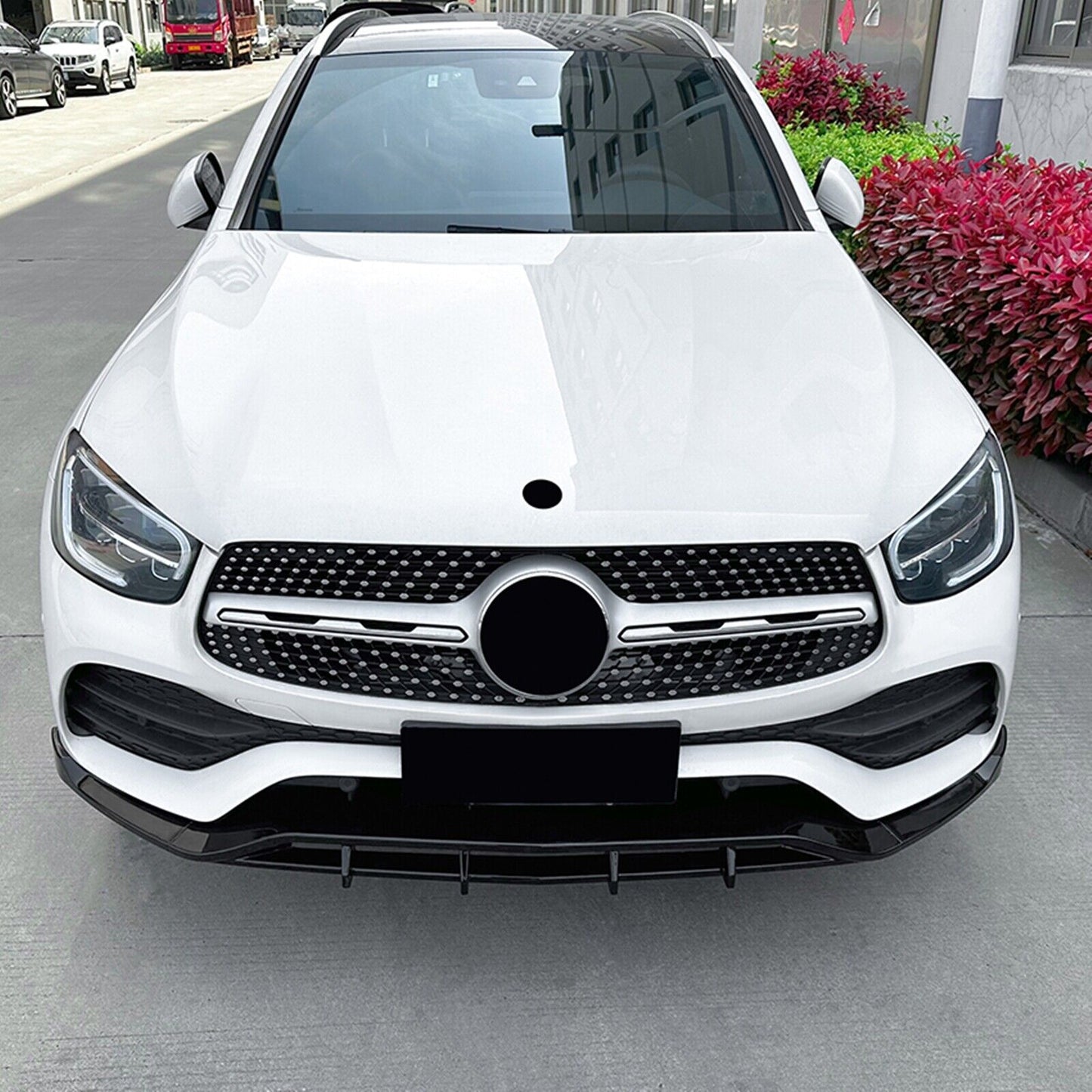 Front Bumper Spoiler Lip For Benz GLC Class X253 GLC200 300 2020-2022 AMG Black