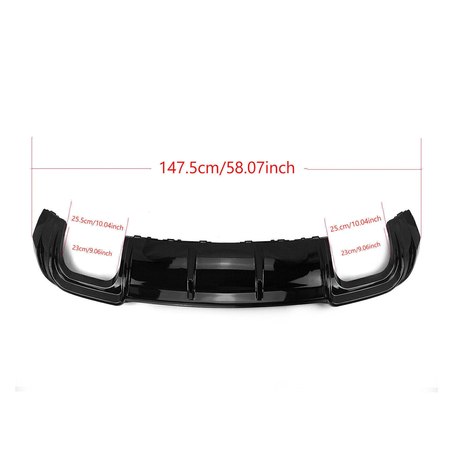 Glossy Black Rear Bumper Diffuser+Spoiler Wing Lip Kit For Audi A3 RS3 2017-2018