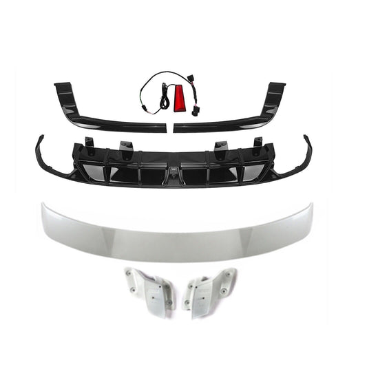 1Set Rear Bumper Diffuser W/LED+Trunk Spoiler Lip White For Honda Accord 2018-22