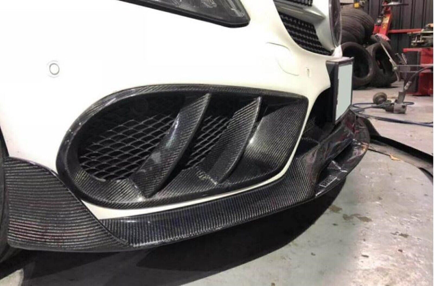 2x Fog Air Vent Cover Trim For Benz W205 C200 C300 C43 2015-2018 Carbon Fiber