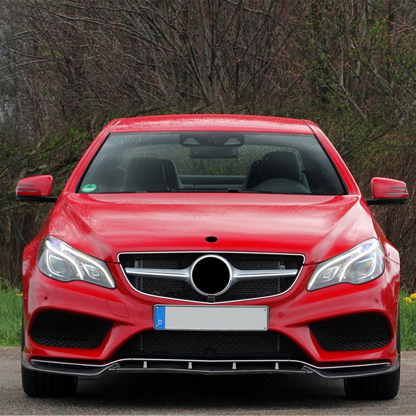 Front Bumper Spoiler Lip Kit For Benz E Class Coupe C207 2013-2016 AMG Carbon Fiber