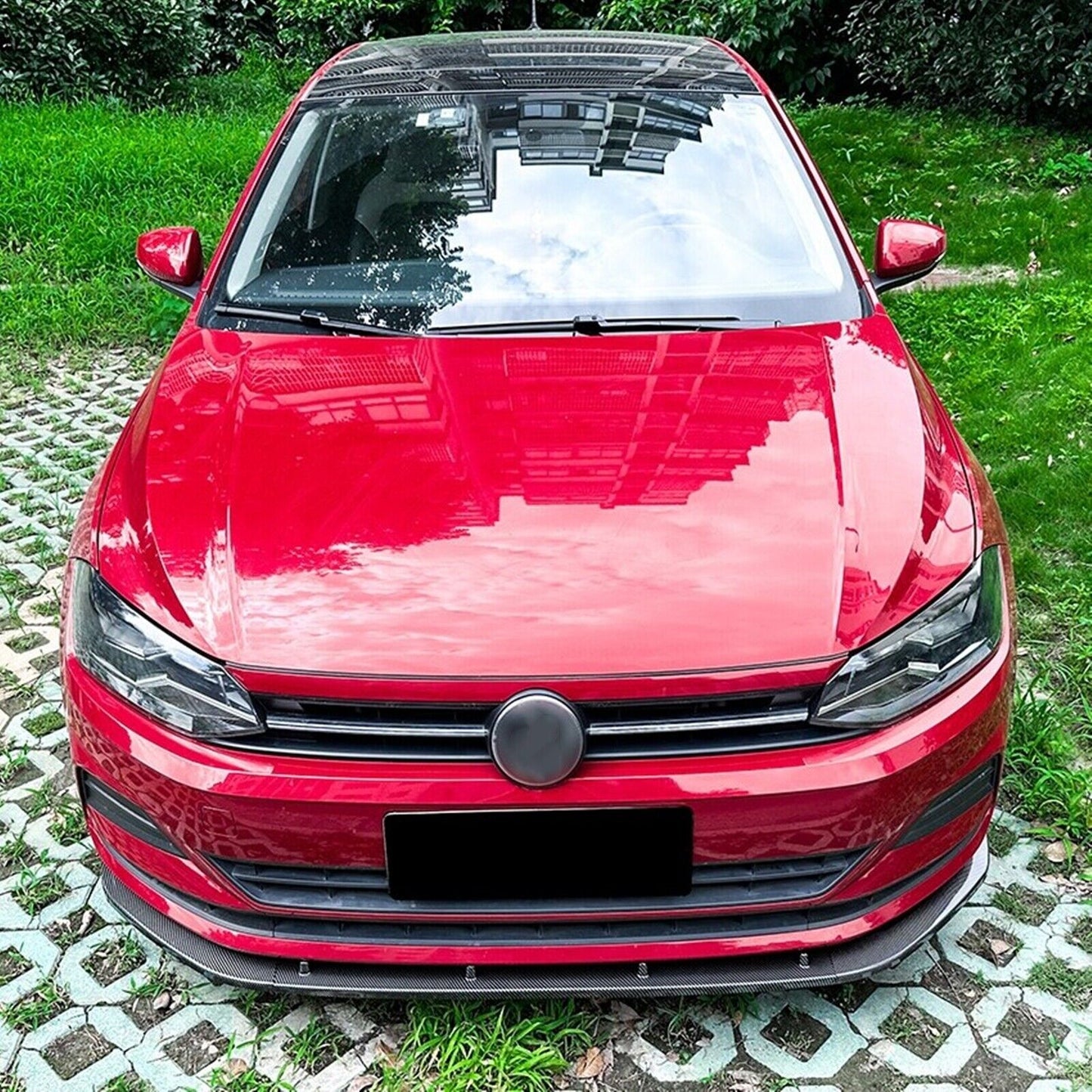 Front Bumper Spoiler Lip For VW Polo MK6 GTI 5Dr Hatchback 2019-2022 Carbon Look