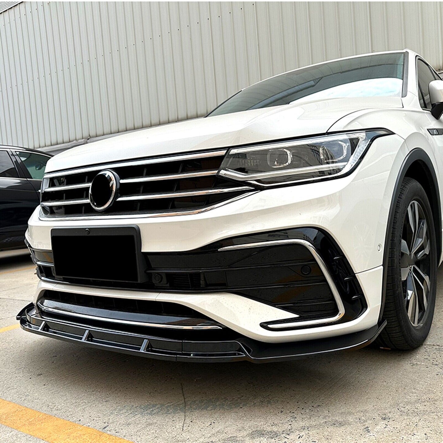3Pcs Front Bumper Spoiler Lip For Volkswagen Tiguan Rline 2021 2022-2023 Black