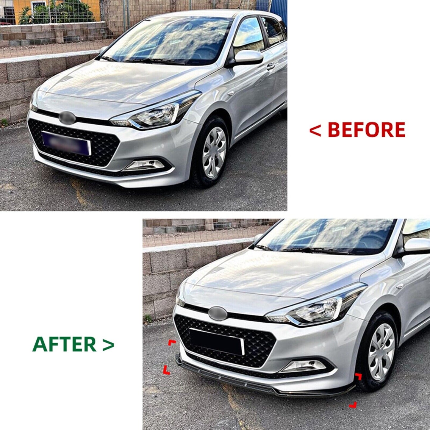 Front Bumper Spoiler Lip For Hyundai I20 MK2 Pre-facelift 2015 2016-2017 Carbon Fiber