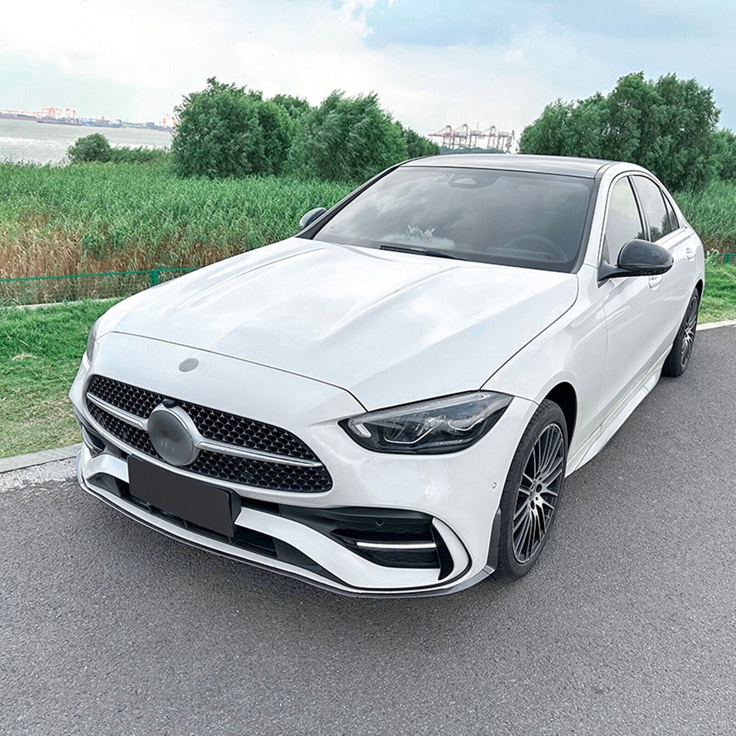 Front Bumper Spoiler Lip For Benz C Class W206 S206 C200 C260 C43 AMG 2022-2024