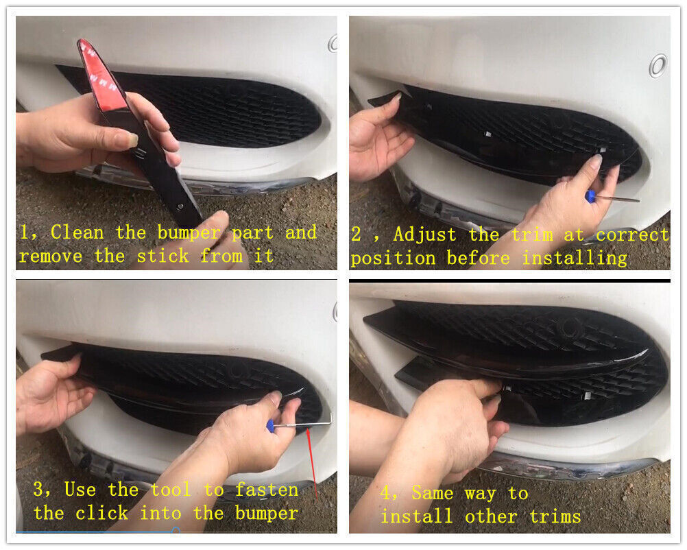 4x Front Fog Light Cover Trim For Benz C Class C180 C200 C250 2015-2018 Black