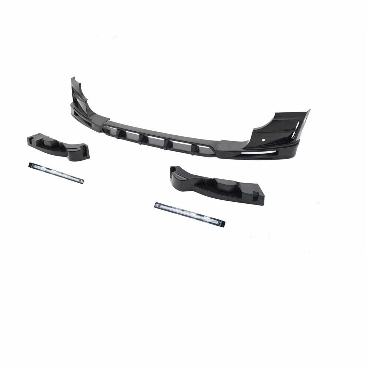 1Set Front Bumper Spoiler Lip With Light For Land Rover Defender 2020-2024 Black