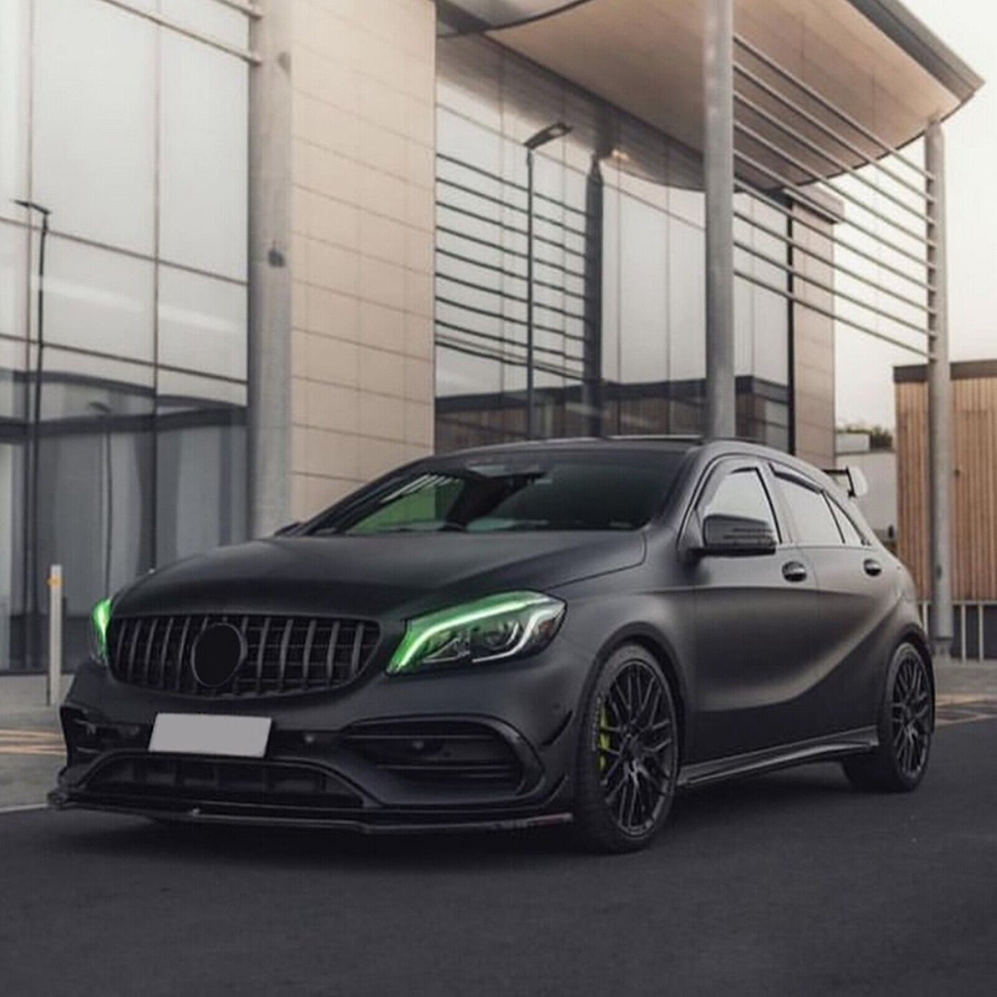 Car Front Bumper Spoiler Lip For Benz A-Class W176 A200 A260 A45 AMG Carbon Look