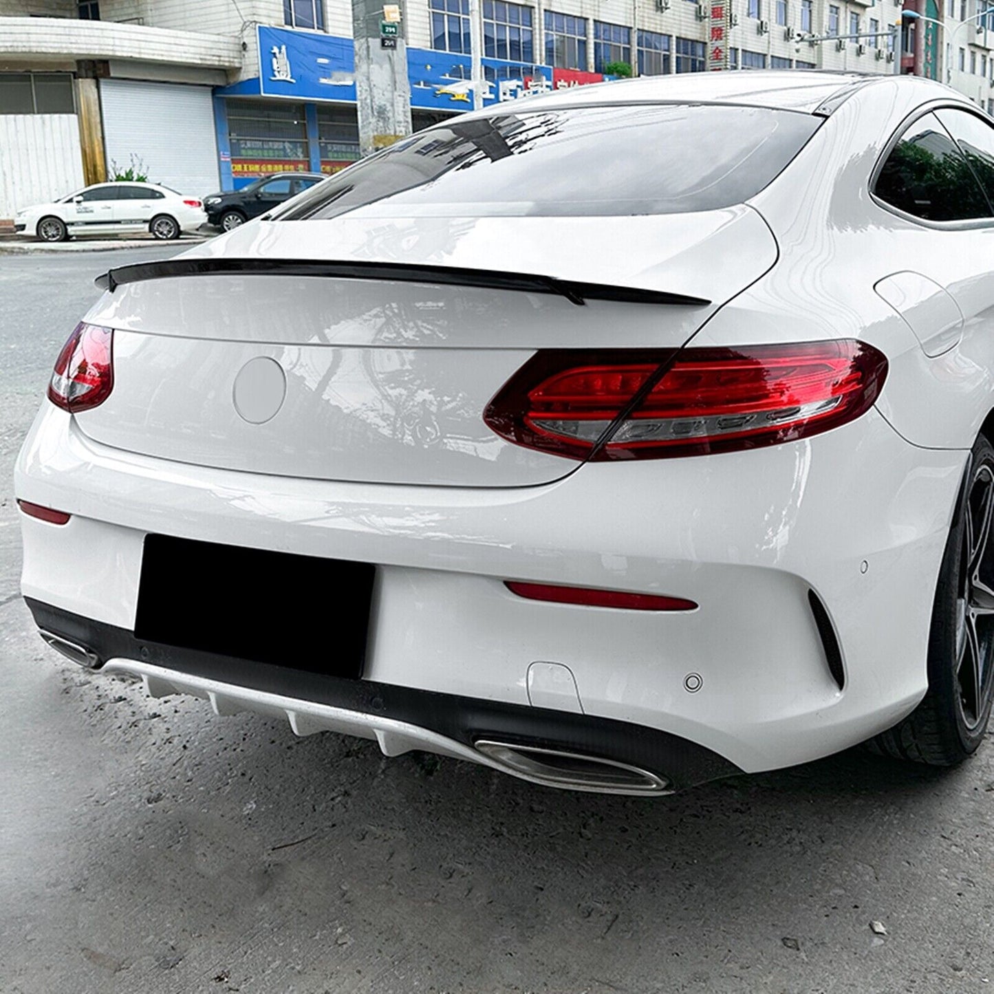 Car Rear Trunk Spoiler Wing For Benz C Class Coupe C205 C200 AMG 2015-2021 Black