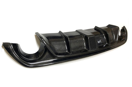 Car Rear Bumper Diffuser Lip W/LED For Infiniti Q50 2014-2017 Carbon Fiber Black