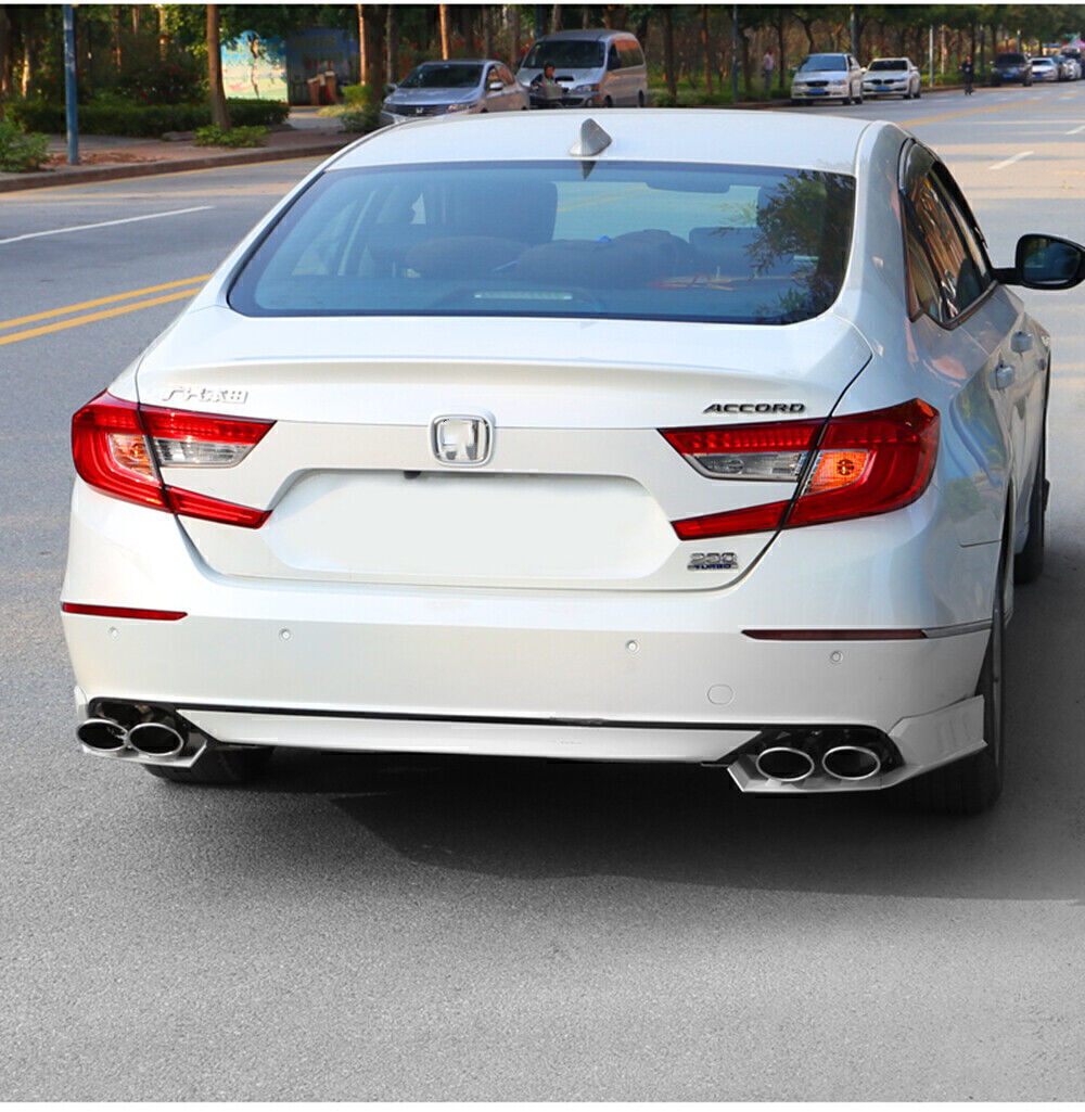 1Set White Rear Bumper Side Cover Lip Kit + Exhaust Pipe For Honda Accord 2018+