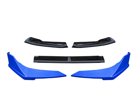 1 Set Black Front Bumper Spoiler Kit Blue Cover For Honda Civic 2019-2020 Sedan