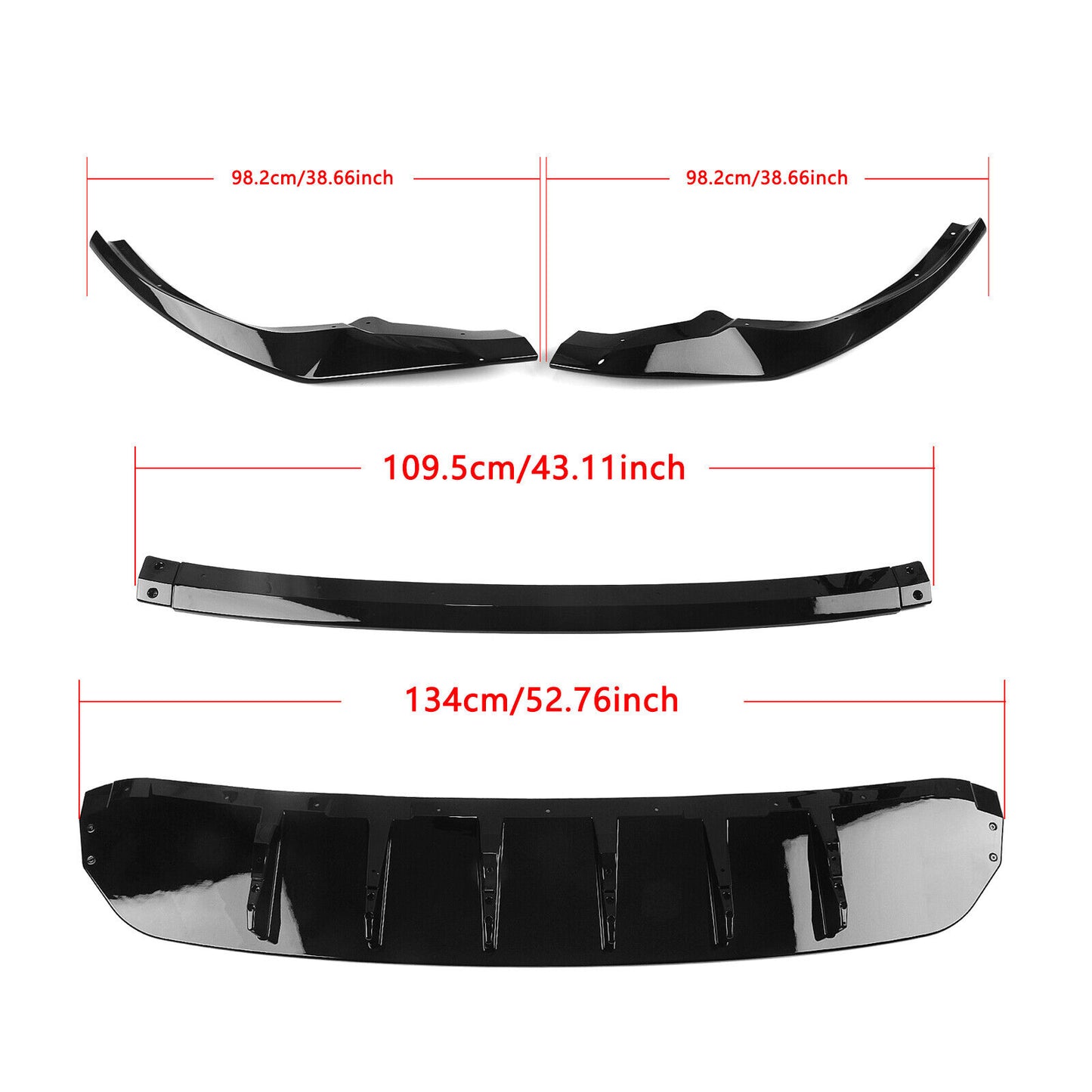 4Pc Front Bumper Lower Spoiler Lip Splitter For Audi Q8 2019-2023 Glossy Black